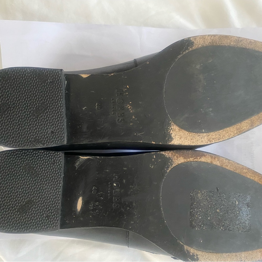 Hobbs Black  narrow Loafers with Gold Accent - Picture 4 of 6
